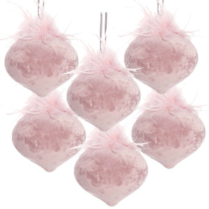 Christmas Ball Ornaments - Set of 6 Pink Glass Hanging Decorations