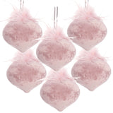 Christmas Ball Ornaments - Set of 6 Pink Glass Hanging Decorations