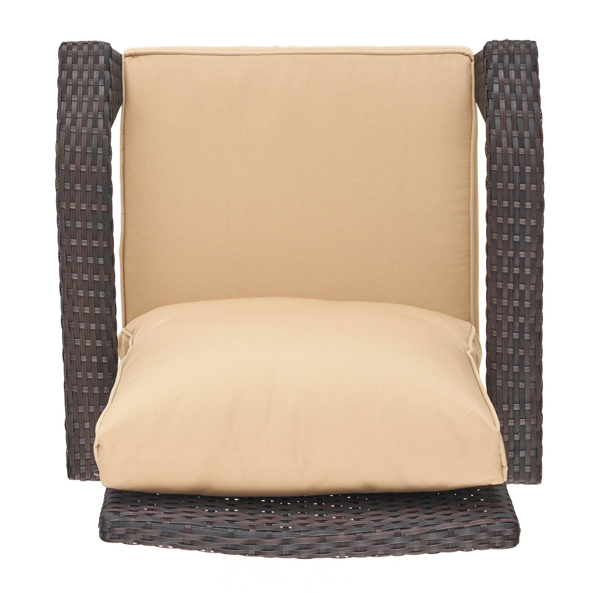 HONOLULU Brown Club Chair Set of 2 with Weather-Resistant Wicker Finish and Cushions