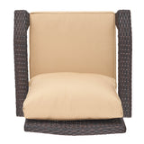 HONOLULU Brown Club Chair Set of 2 with Weather-Resistant Wicker Finish and Cushions