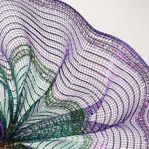 10.25" Poly Deco Tinsel Mesh Ribbon: Mardi Gras Stripe (10 Yards)