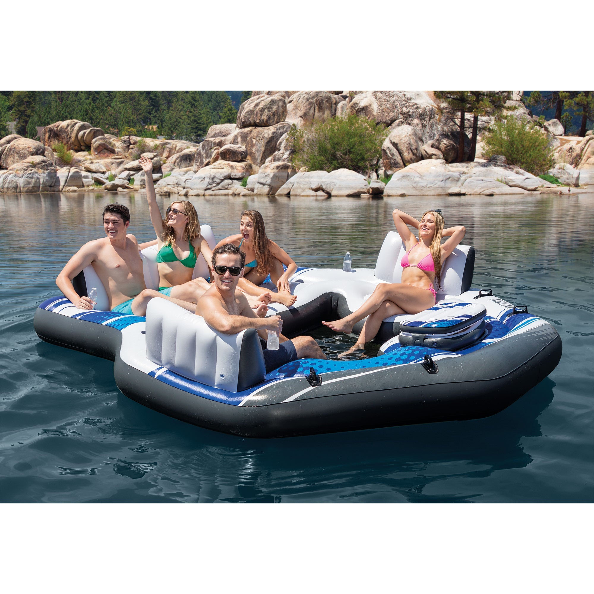 Intex-Blue-Tropic-Inflatable-Lake-Island-Water-Float-with-Cooler-and-Cupholders-Pool-Floats-&-Loungers