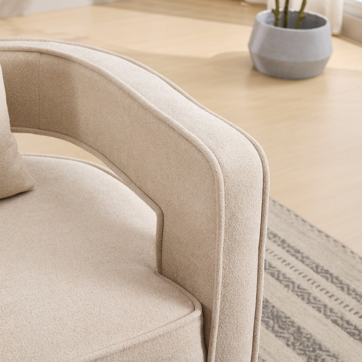 Fernleigh Swivel Accent Open Back Barrel Chair With Weathered Base