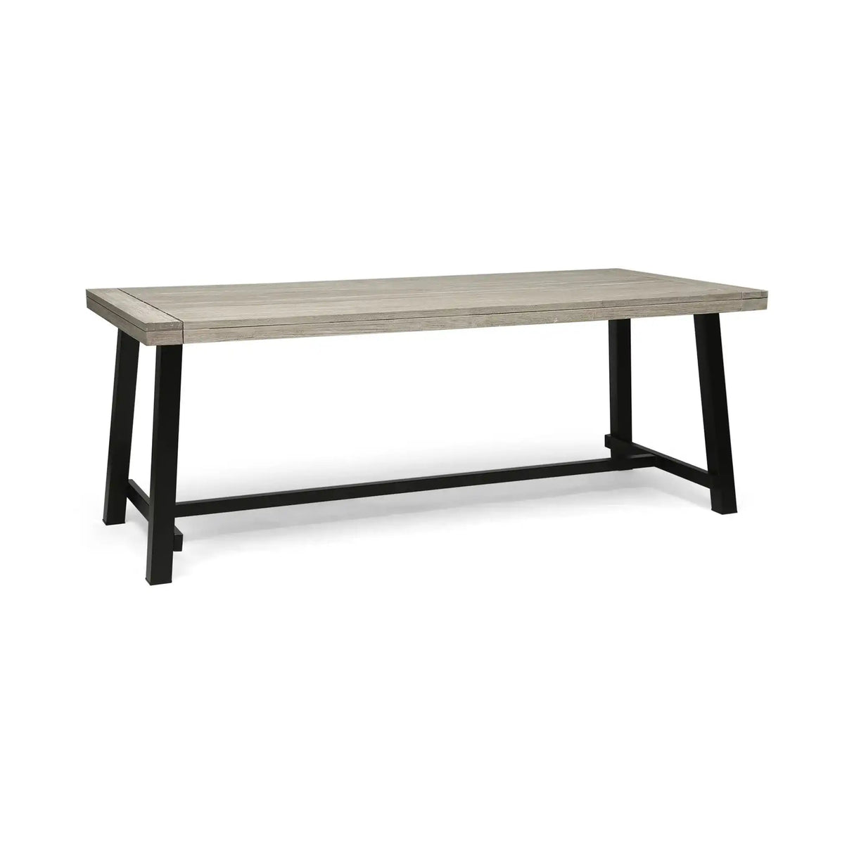 Equilibrium Outdoor Dining Table with Wooden Frame and Slat Top