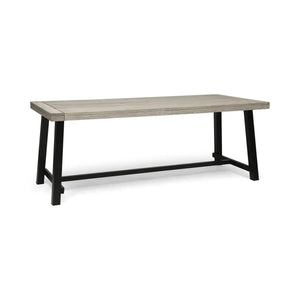 Equilibrium Outdoor Dining Table with Wooden Frame and Slat Top