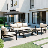 U_Style Multi-person Outdoor Steel Sofa Set, Waterproof, Anti-rust and Anti-uv, Suitable for Gardens and Lawns