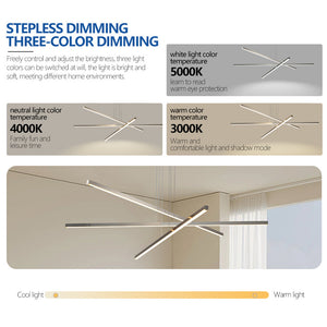 48" Modern LED Chandelier - Geometric 3-Arm Design