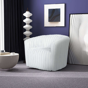 Modern Comfort Swivel Chair with Channel-Tufted Design - White or Gray