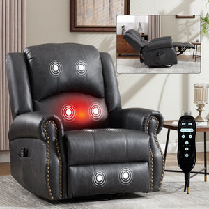 Heat Massage Manual Recliner Chair with Rocker and Swivel