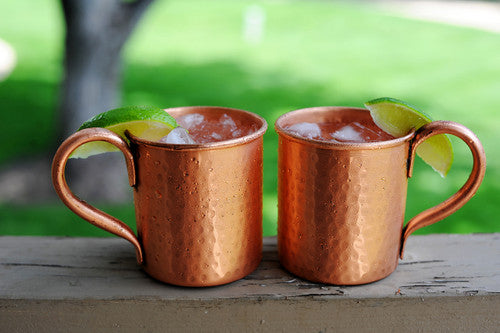 Pure Copper Hammered Mugs - Set of 2 - 14 Oz