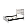 Contemporary Low Profile Bed With Geometric Headboard - White