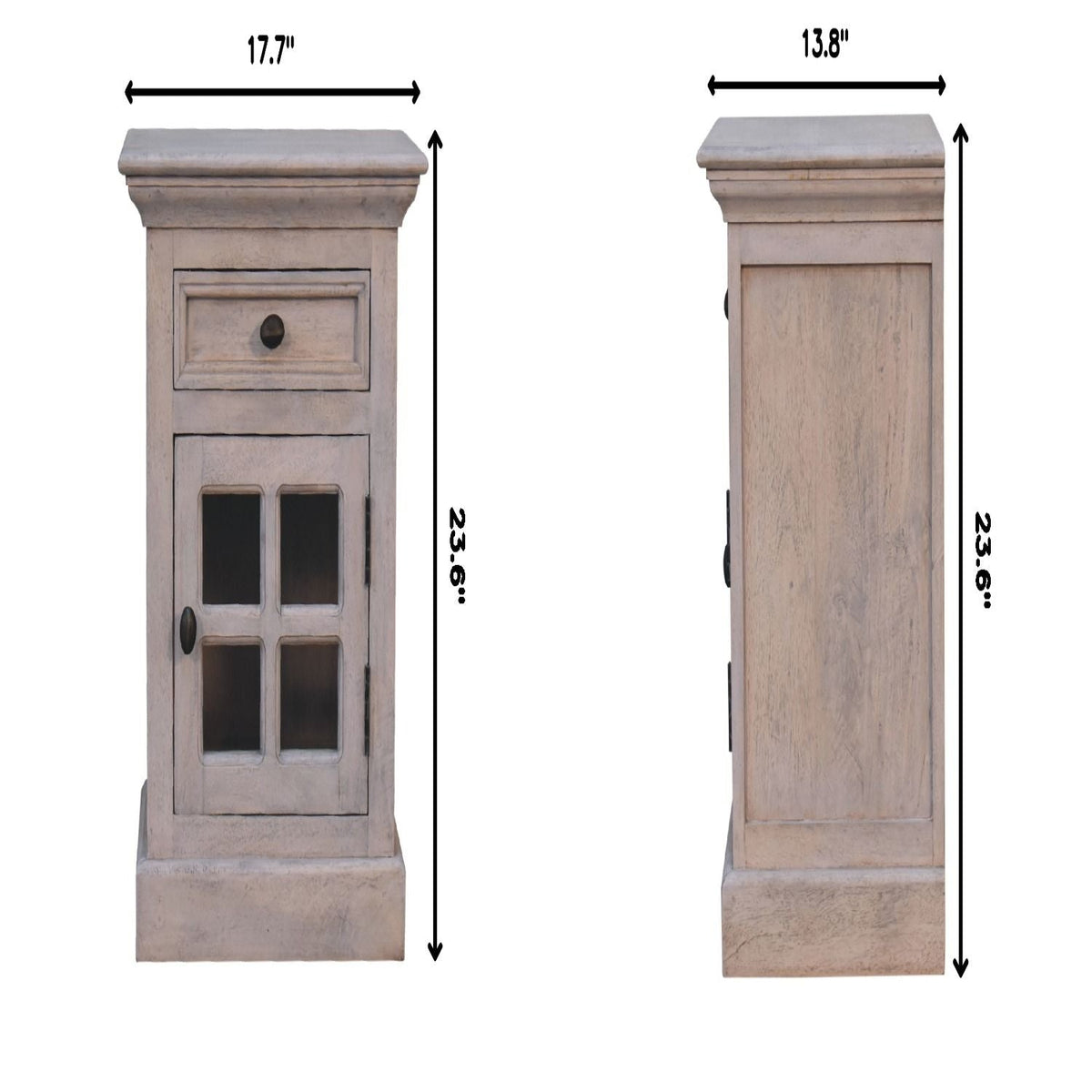 Glazed Bedside Table - Stone White