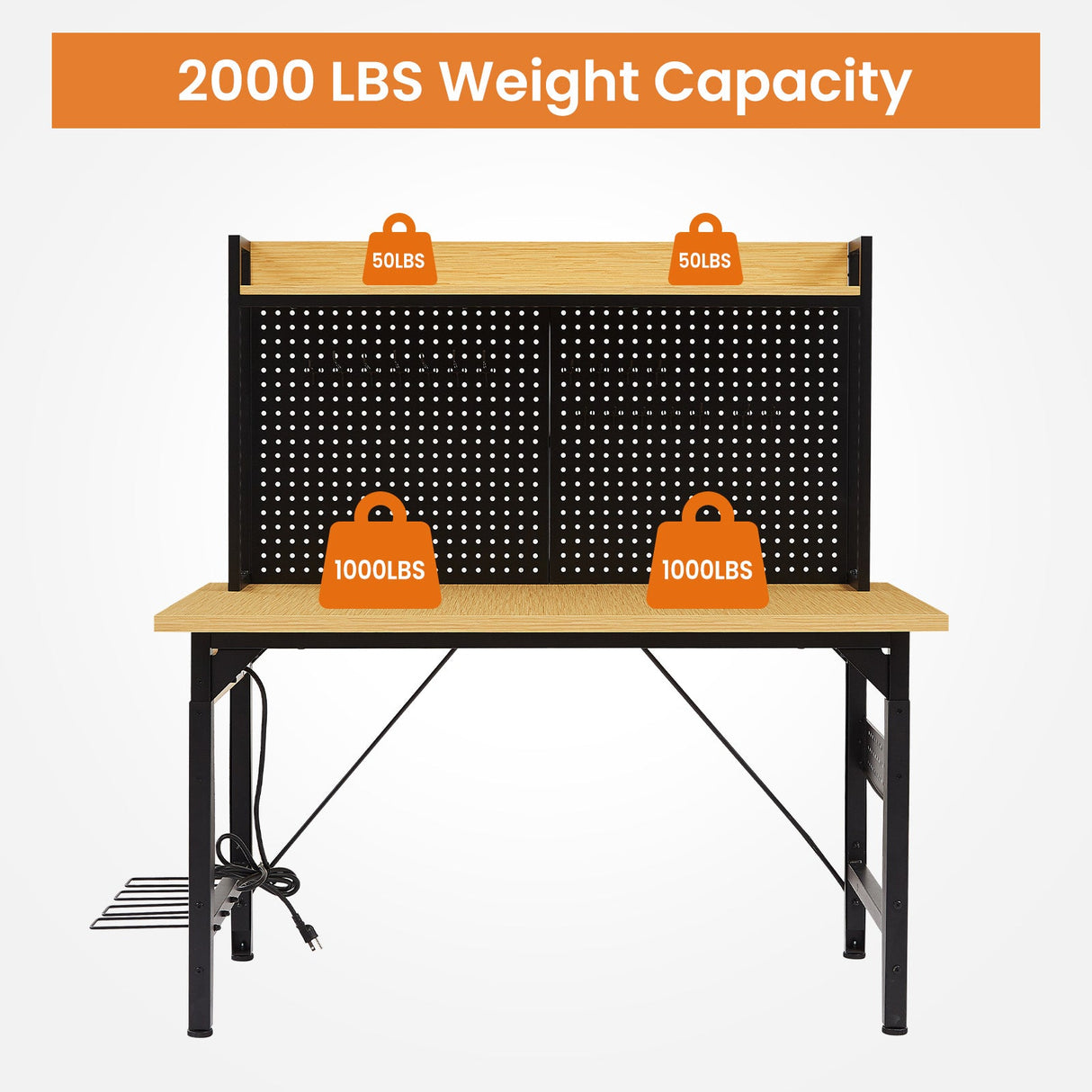 48" Adjustable Workbench with Pegboard