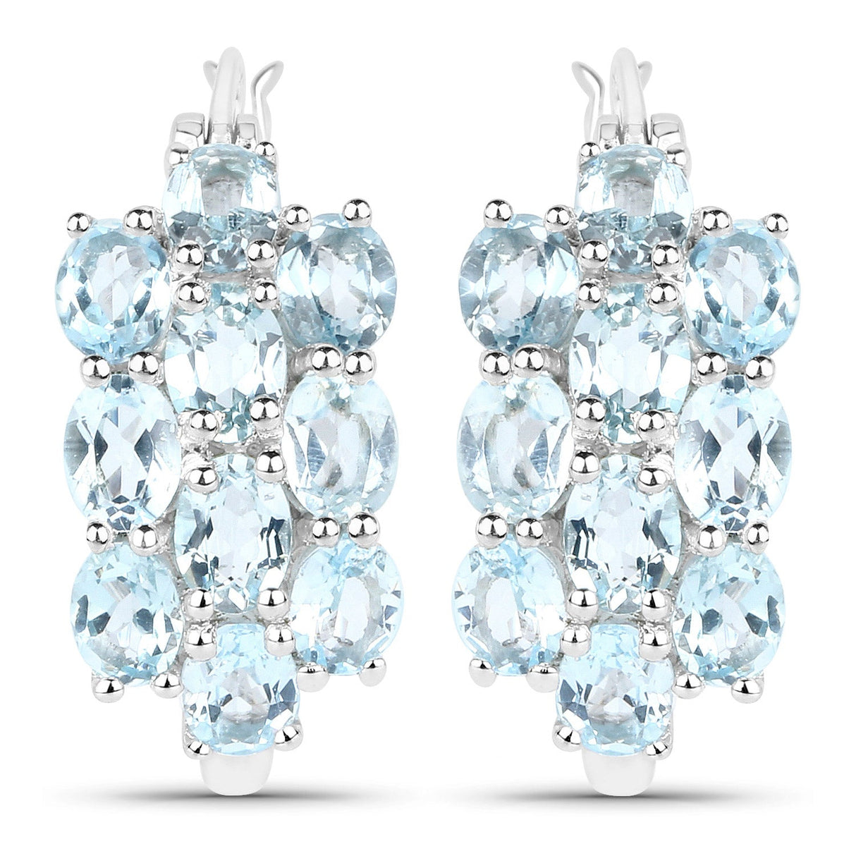 9.88 Carat Genuine Blue Topaz .925 Sterling Silver 3 Piece Jewelry Set (Ring, Earrings, and Pendant w/ Chain)