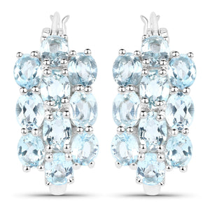 9.88 Carat Genuine Blue Topaz .925 Sterling Silver 3 Piece Jewelry Set (Ring, Earrings, and Pendant w/ Chain)