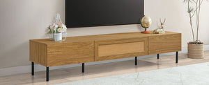Boho TV Stand for TVs Up to 80" with Rattan Decoration and Metal Legs