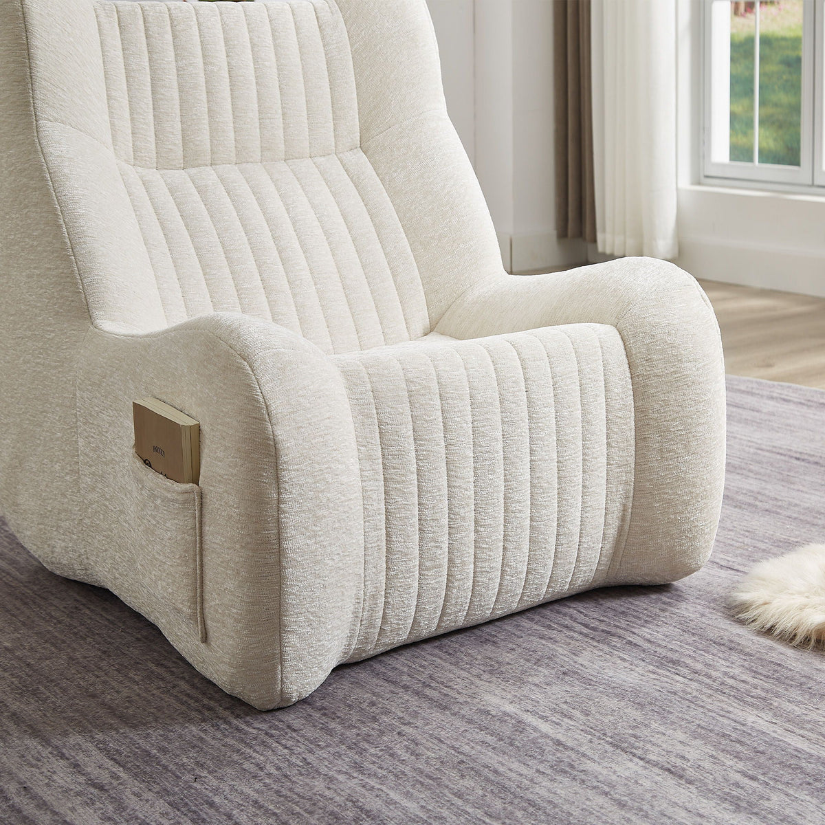 Bean Bag Chair For Adults, Lazy Floor Sofa Couch Memory Foam Bean Bag Sofas Chenille Fabric Reading Chair Comfortable Corner Lounge Sofa For Living Room - White