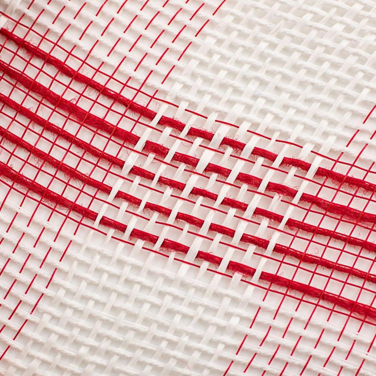10.5" Faux Jute Check Mesh Ribbon: Red & White (10 Yards)