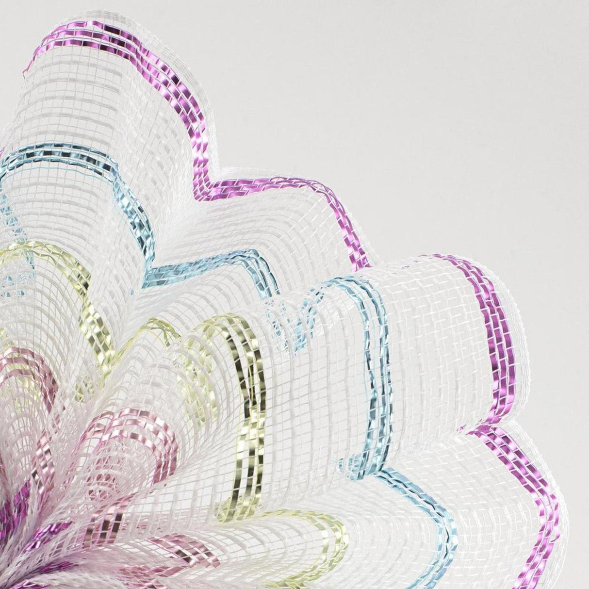 10.5" Poly Jute Matte Stripe Mesh Ribbon: Metallic Pastel Stripes (10 Yards)
