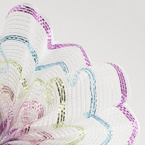 10.5" Poly Jute Matte Stripe Mesh Ribbon: Metallic Pastel Stripes (10 Yards)