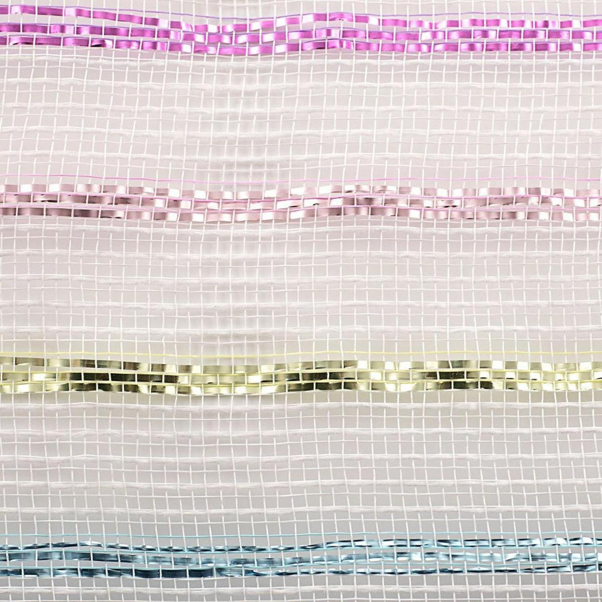 10.5" Poly Jute Matte Stripe Mesh Ribbon: Metallic Pastel Stripes (10 Yards)