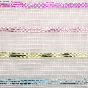 10.5" Poly Jute Matte Stripe Mesh Ribbon: Metallic Pastel Stripes (10 Yards)