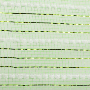 10.5" Snowdrift Poly Metallic Foil Mesh Ribbon: Lime Green White (10 Yards)