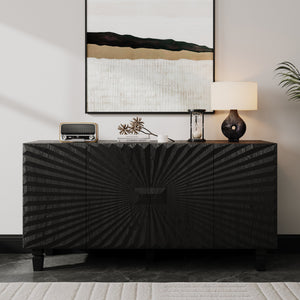 59'' Modern Buffet Sideboard with 4 Sunburst Doors