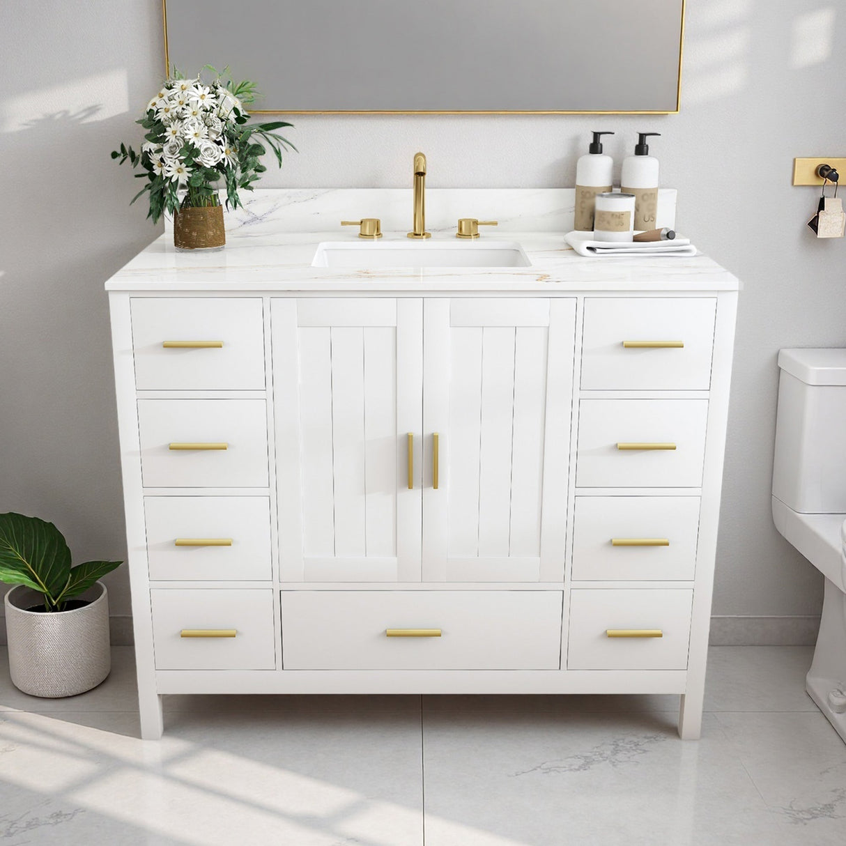 42" Modern Solid Wood Bathroom Vanity with Sink