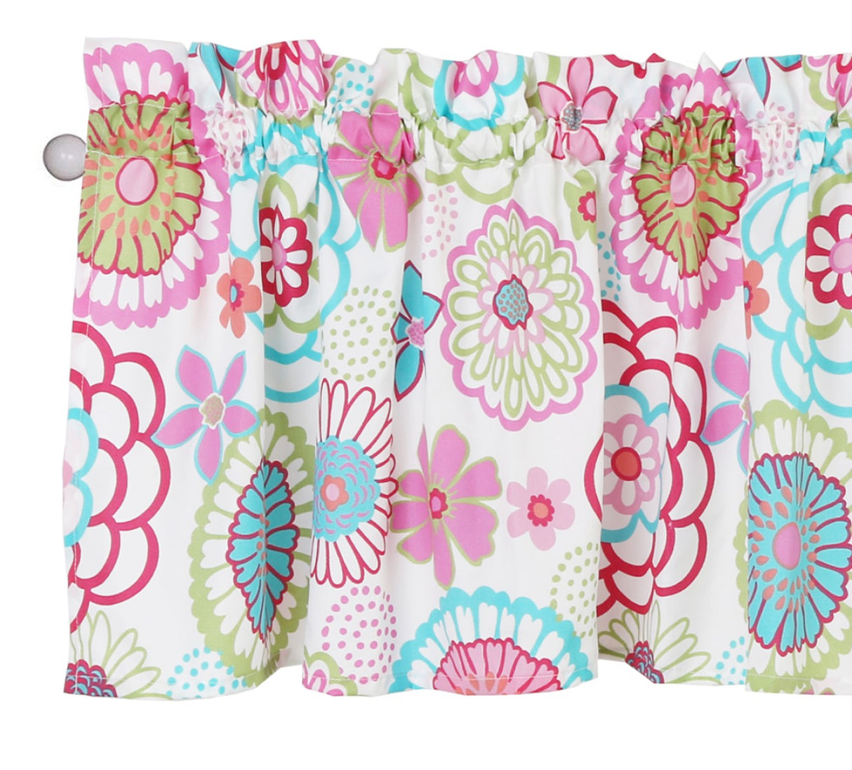 Mariah Pink Floral Bright Multi-Color Flower Window Valance