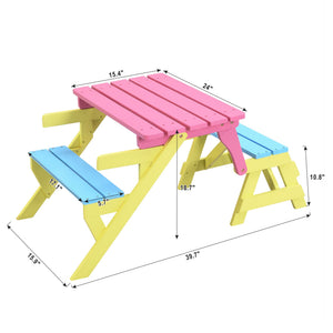 Kids Multi-Functional Arm Chair, Table With 2 Benches All-In-One Set