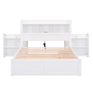 Storage Platform Bed With Pull Out Shelves, Trundle, And 2 Drawers