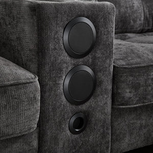 Modern Sectional Sofa U-Shaped With Movable Ottomans, tooth Speakers, LED Lights And Modular Storage