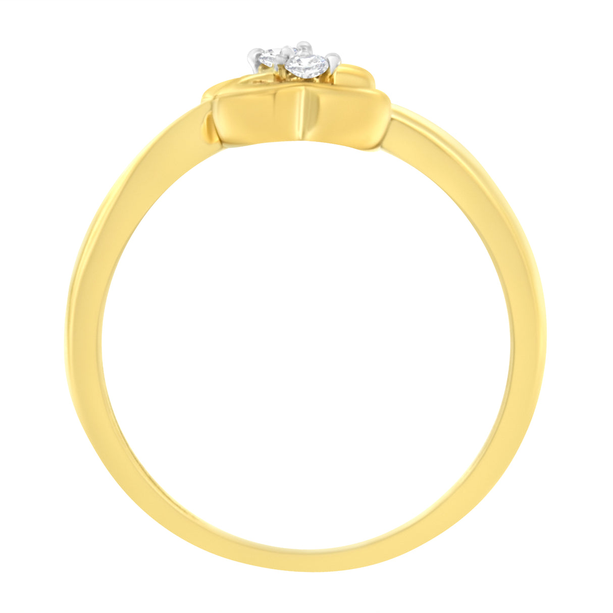 14KT Yellow Gold 1/20 ctw. Dual Heart Diamond Ring (K-L, I1-I2) - Size 7