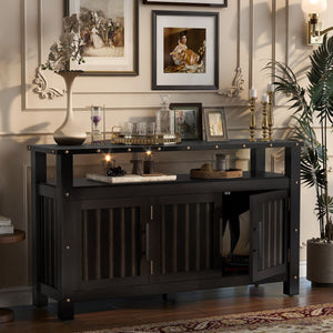 U_Styled 55.1'' Pine Wood Buffet Cabinet with 3-Door Storage
