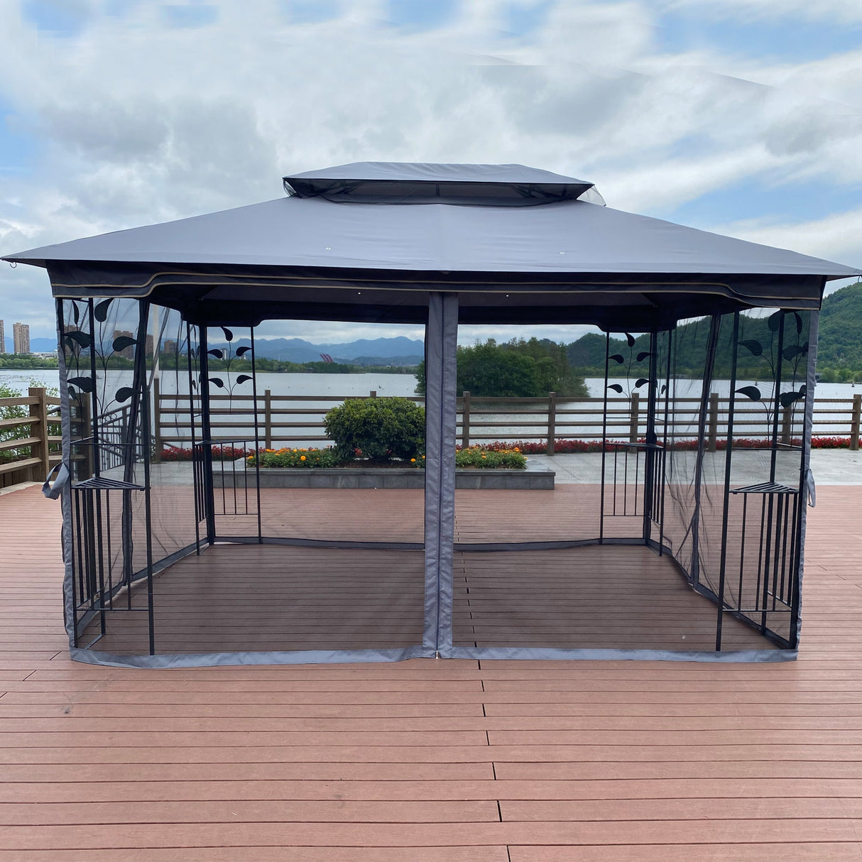 Gazebo tent with double roof & mosquito net