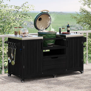 K&K 66.5' Outdoor Kitchen Island for Big Green Egg Grills