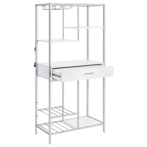 Draper - 5 Shelf LED Wine Cabinet With Pull Out Drawer - Gloss White