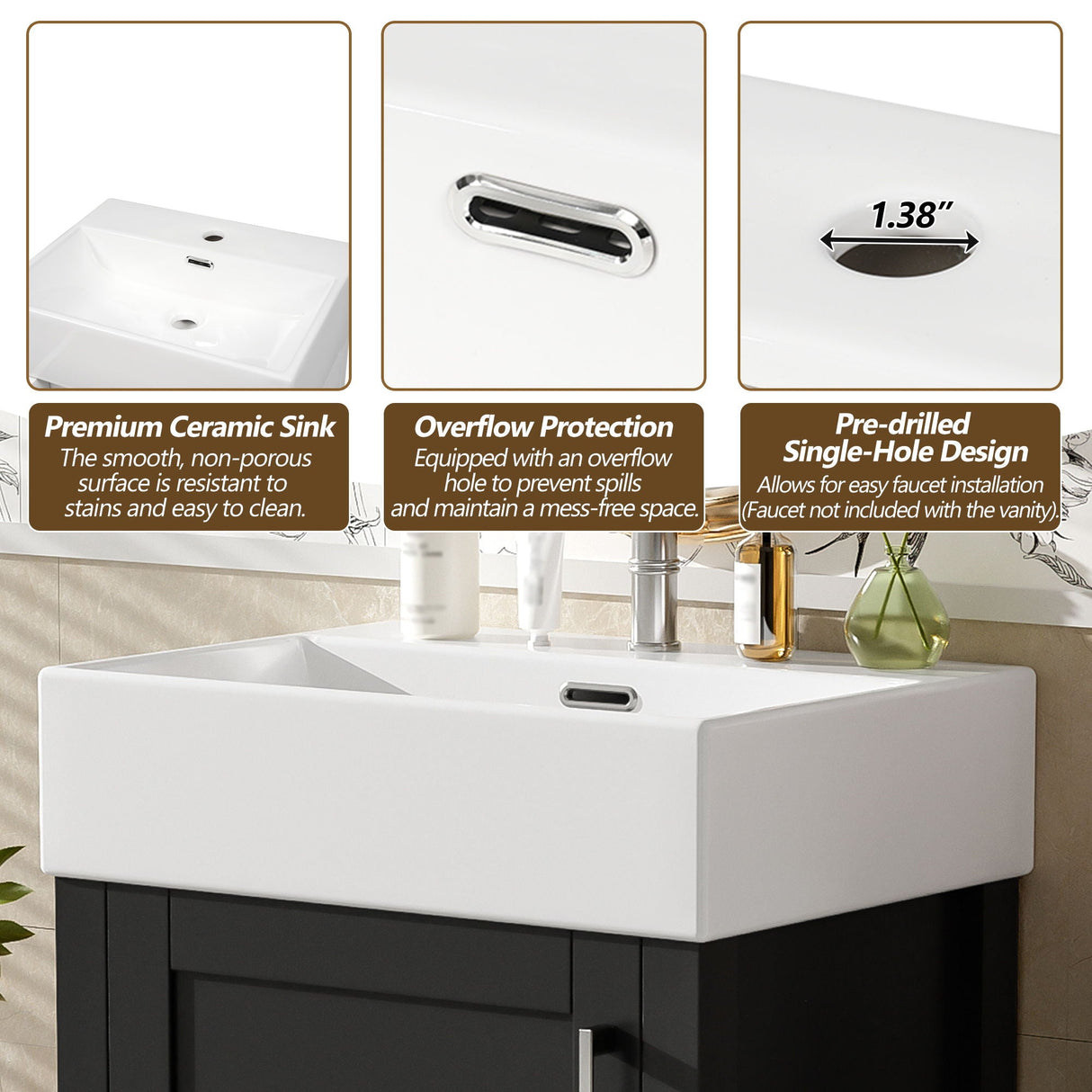 Bathroom Vanity With Sink, Frame And Drawer