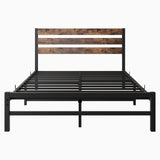 Industrial Metal & Wood Platform Bed Frame