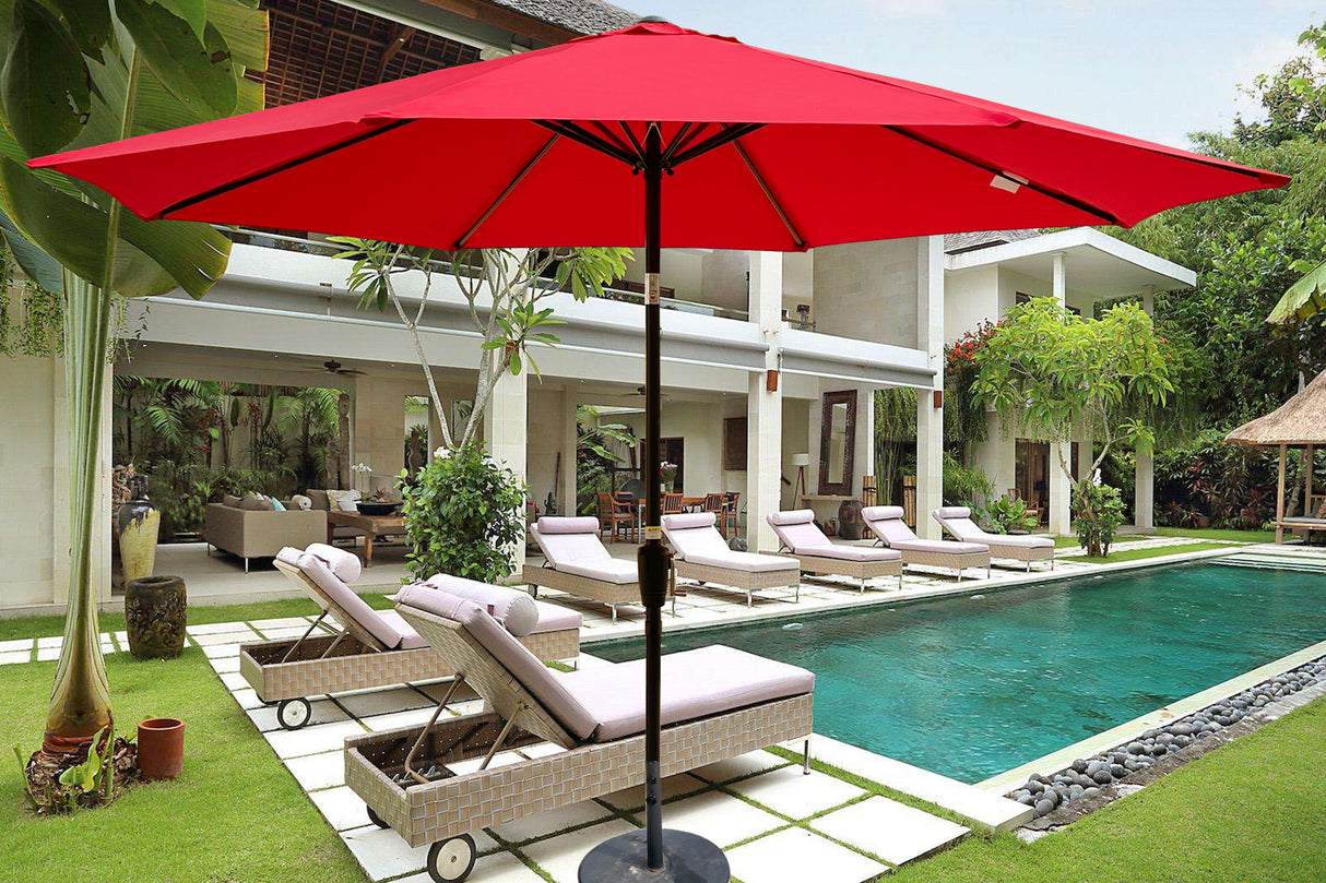 Outdoor patio umbrella 10ft) ,8pcs ribs, with tilt ,with crank, without base, red