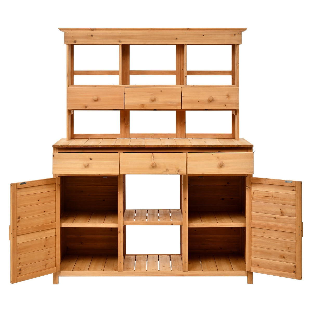TOPMAX 65.7'' Tall Garden Potting Bench Table with Hutch