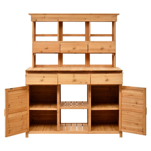 TOPMAX 65.7'' Tall Garden Potting Bench Table with Hutch