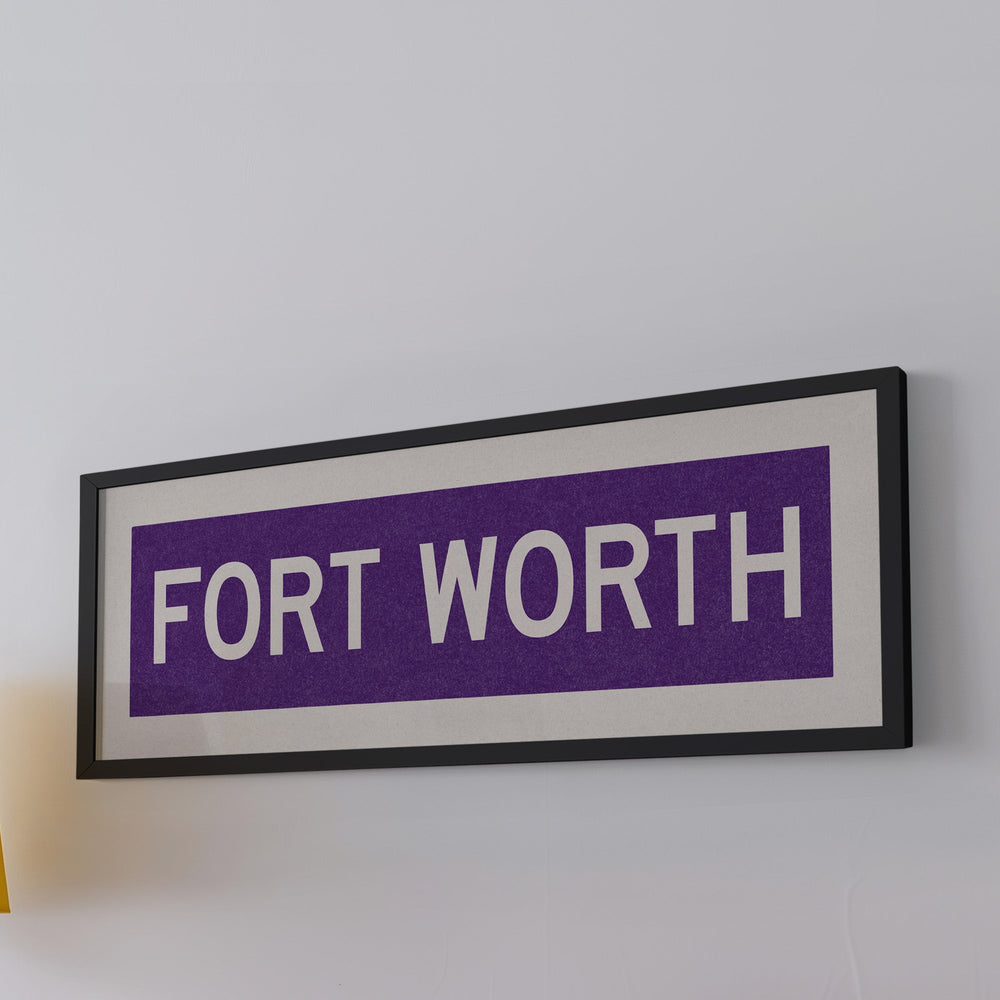 Framed Fort Worth Purple Bus Scroll