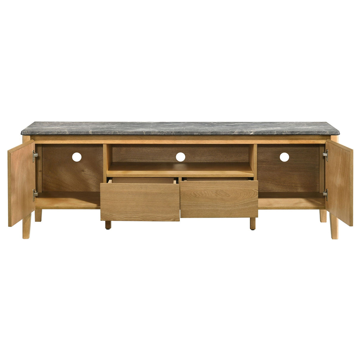 Bradley 63-inch 2-Door SmartTop TV Stand Grey and Natural