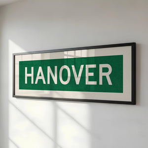 Framed Hanover Green and White Bus Scroll