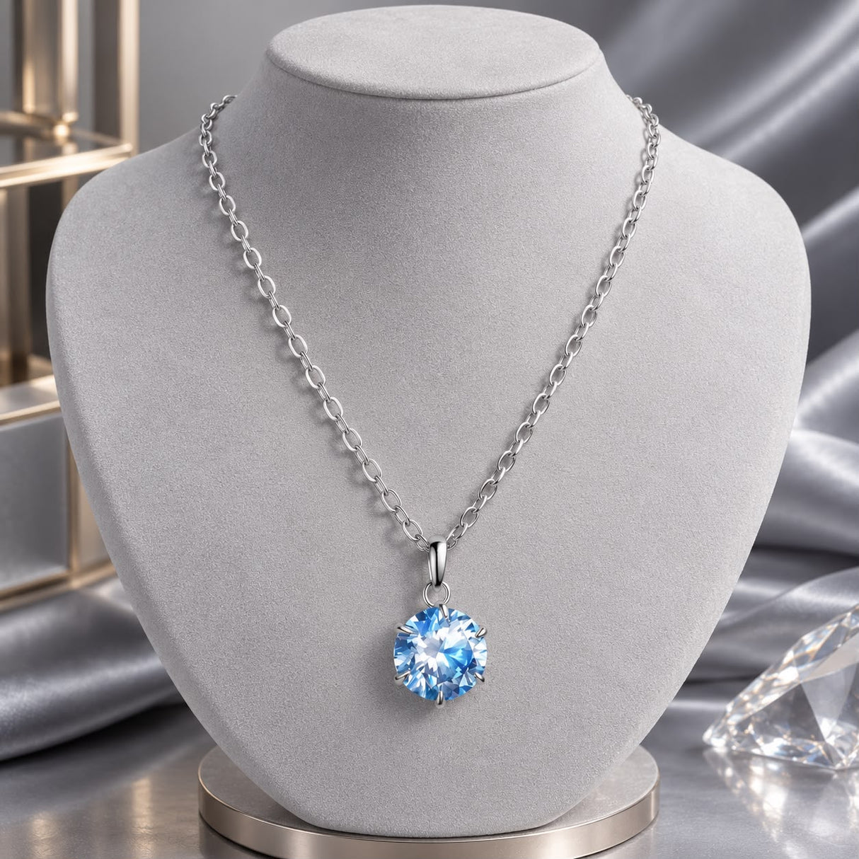 925 Sterling Silver Moissanite 6.5mm Diamond-like Pendant Necklace for Women
