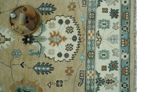 Hand knotted Peach, Ivory and Gray 8x10 Oriental Oushak wool area rug