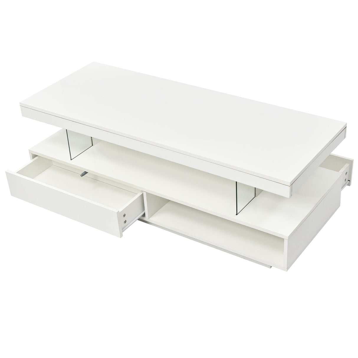 LED Coffee Table With 2 Drawers And Display Shelves