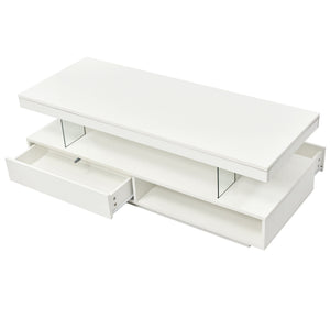 LED Coffee Table With 2 Drawers And Display Shelves